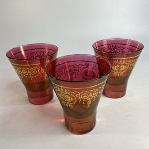 3 Timon Collezione Italian Drinking Glasses Cranberry Flash Italy Valentine Day